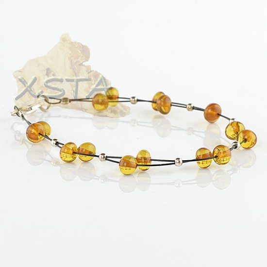 Cognac amber bracelet barok with wire